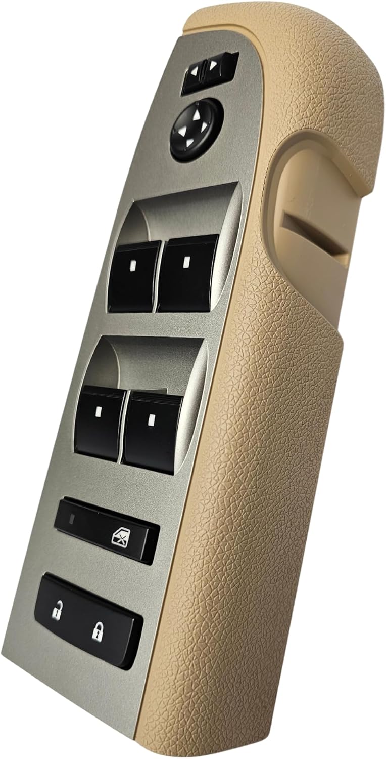 SWITCHDOCTOR Window Master Switch, Tan Bezel, Lock, & Mirror for 2010-2013 Chevrolet Silverado & GMC Sierra (Full Assembly, Cashmere, Crew, Extended Cab Pickup, Chevy, Control, Power) - Image 1